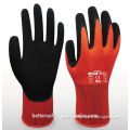 13 guage Fluorescence Red Nylon Linining Black Nitrile Sandy Dipped Protective Gloves
